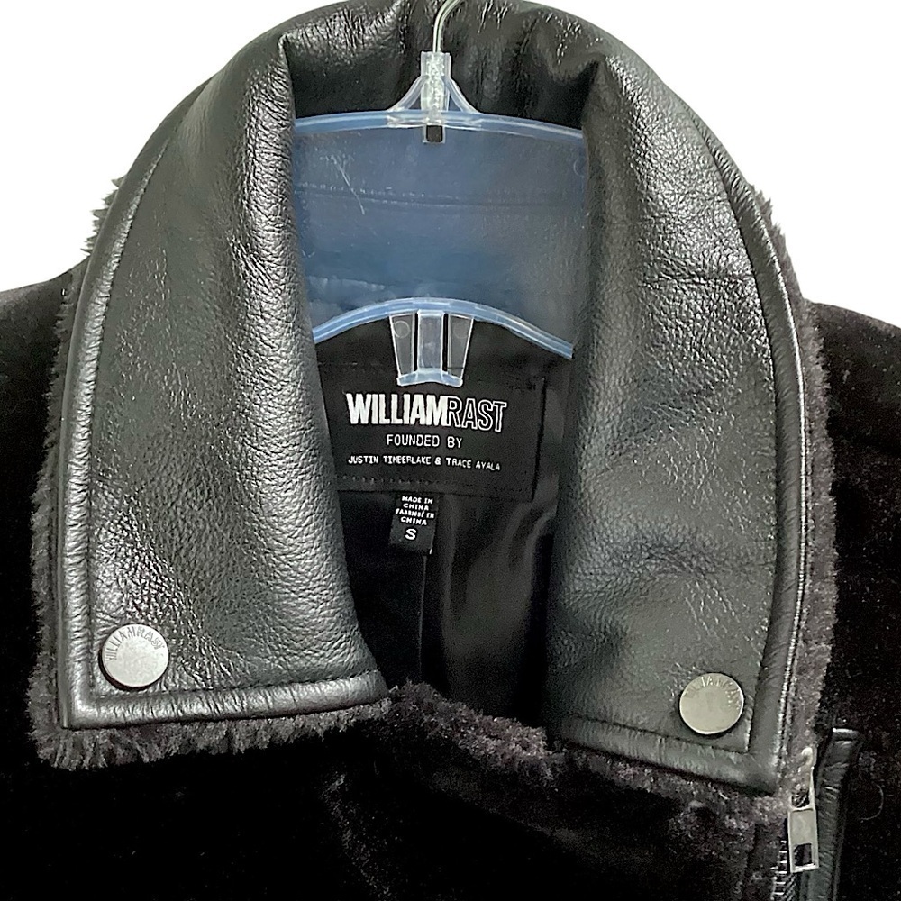 William Rast Noelie Varsity Moto Jacket Black Faux Fur & Leather Oversized Small - Picture 9 of 16